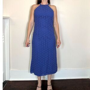 A New Day Blue Crochet Midi Dress Size Small NWT